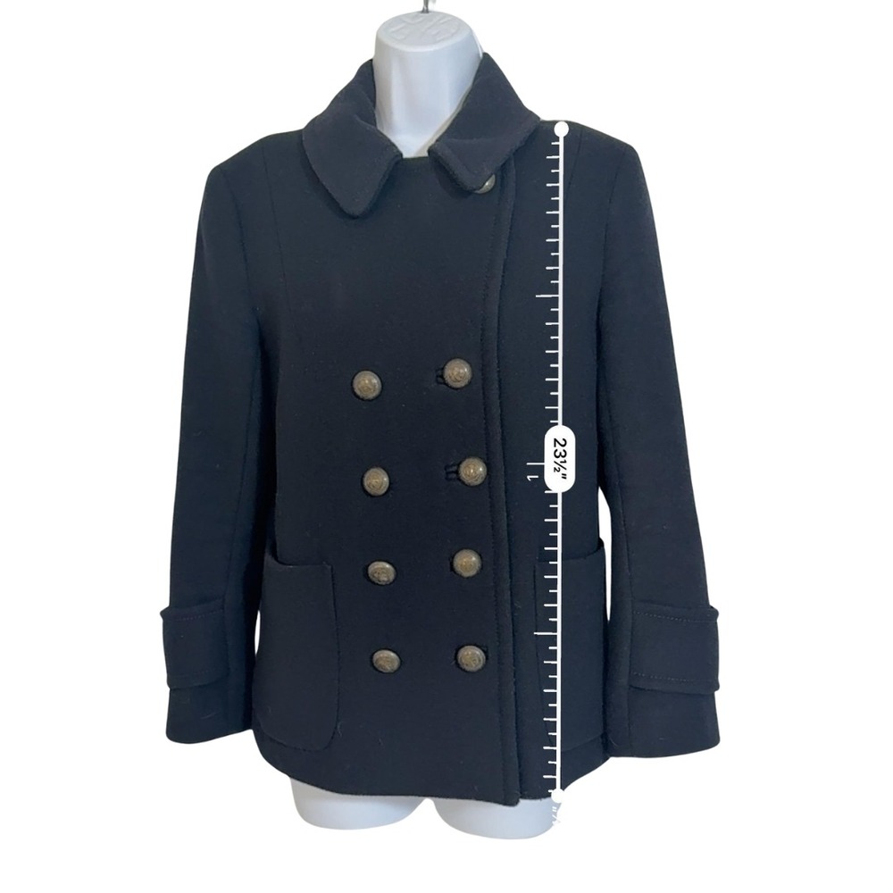 French Connection Womens Y2K Wool Peacoat Black Size 8 Old Money Gold Button - Picture 12 of 13